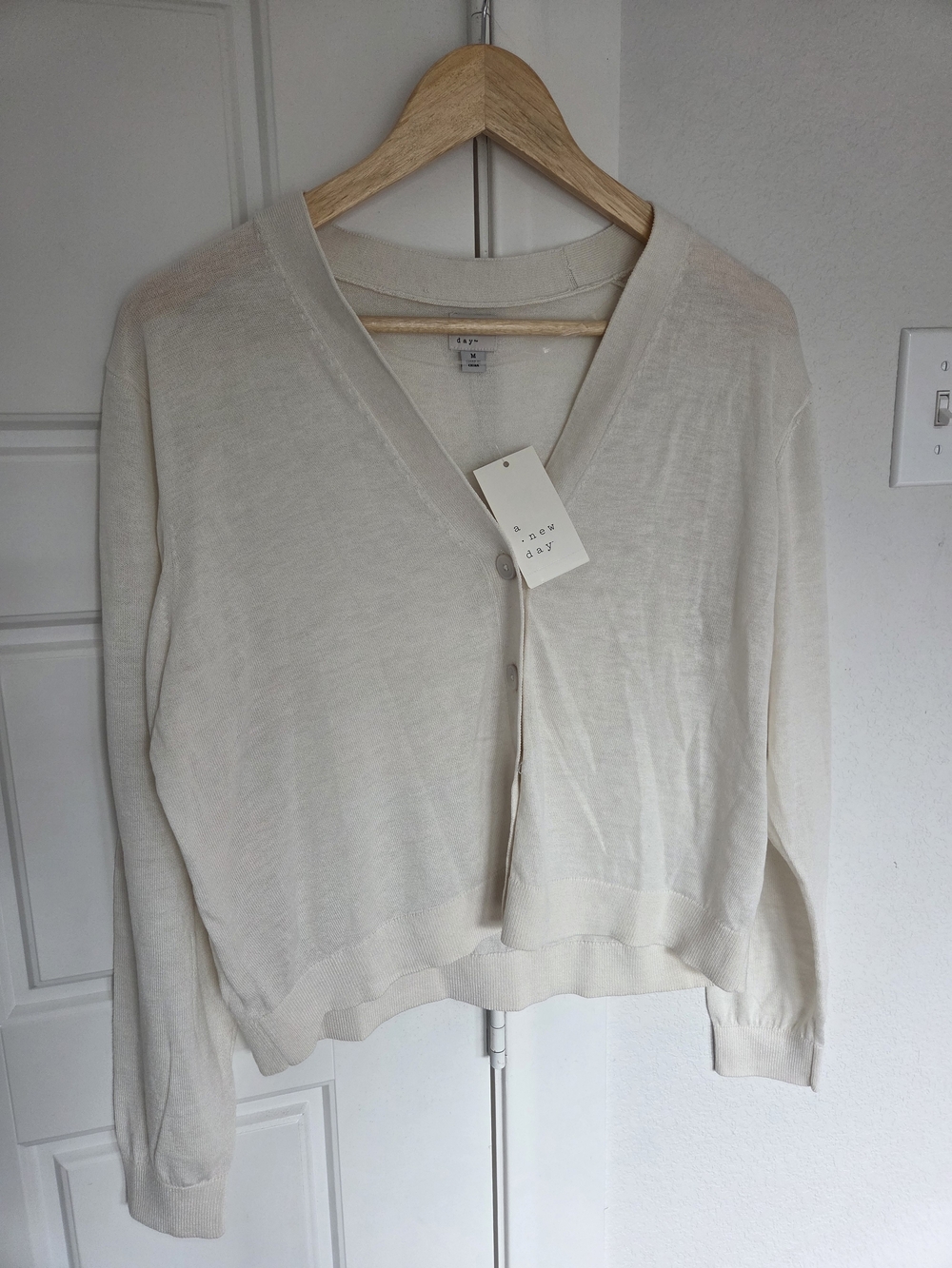 A new day Cream V-Neck Button Front Cardigan - NEW WITH TAG